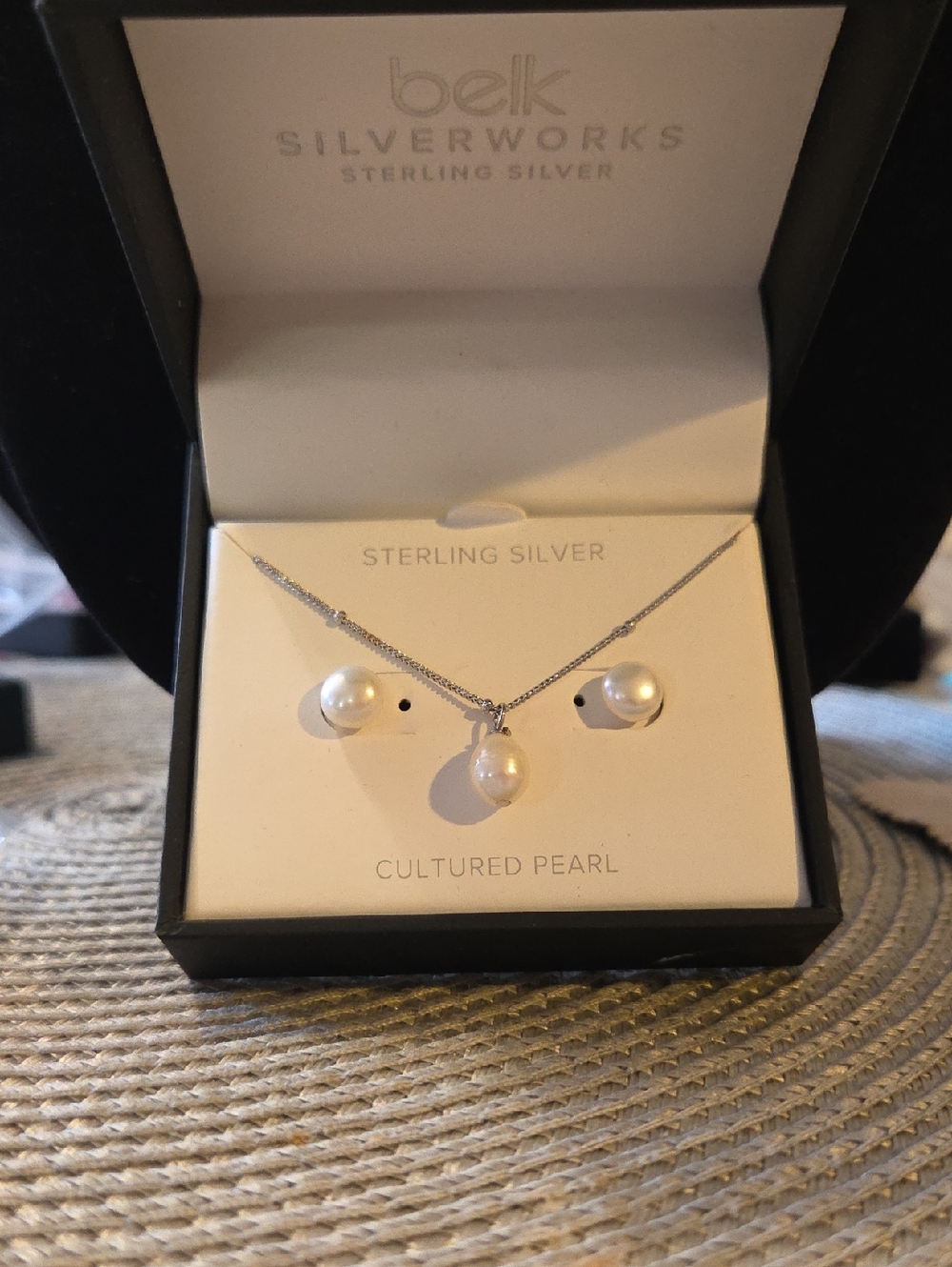 Belk Silverworks Sterling Silver Cultured Pearl Set NIB